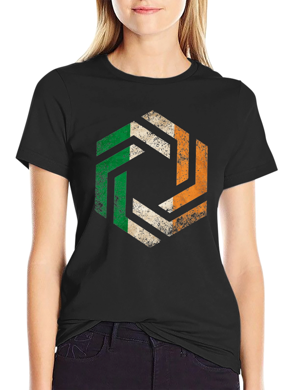 Irish Pride Hexagon Tee - Ireland Flag Graphic T-Shirt