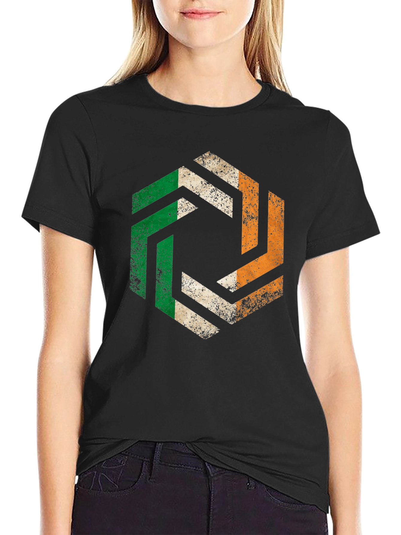 Irish Pride Hexagon Tee - Ireland Flag Graphic T-Shirt