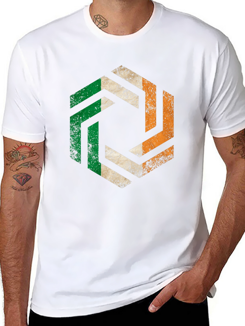Irish Pride Hexagon Tee - Ireland Flag Graphic T-Shirt