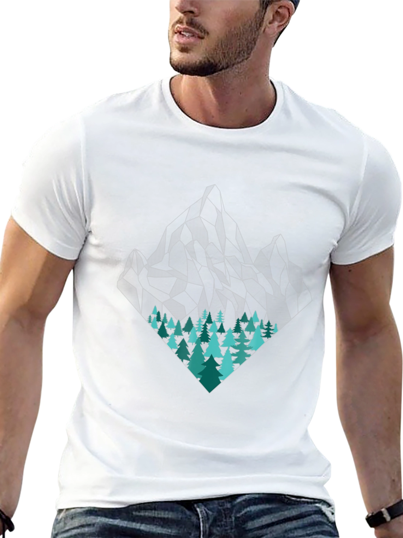 Geometric Mountain & Trees Graphic Tee