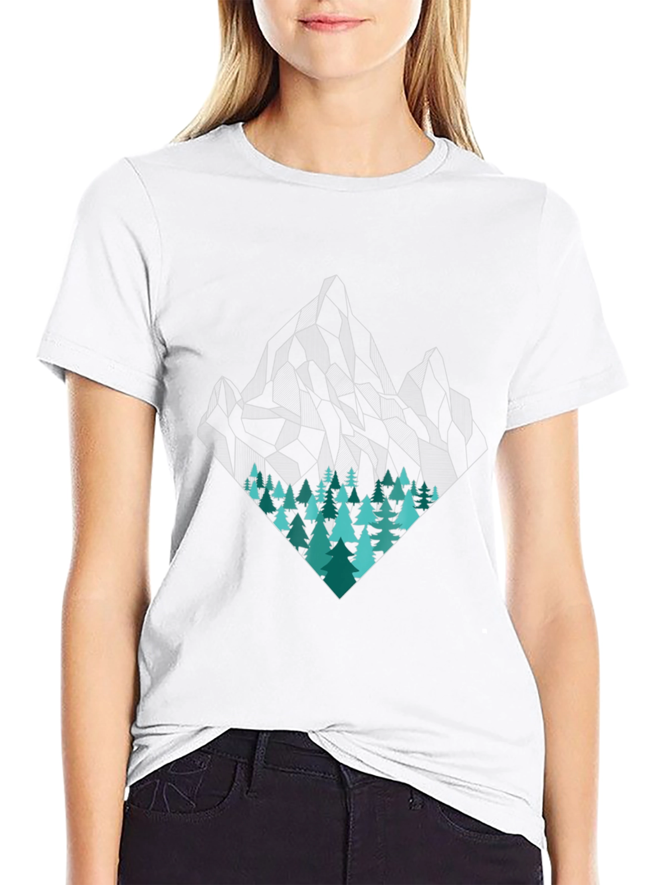 Geometric Mountain & Trees Graphic Tee