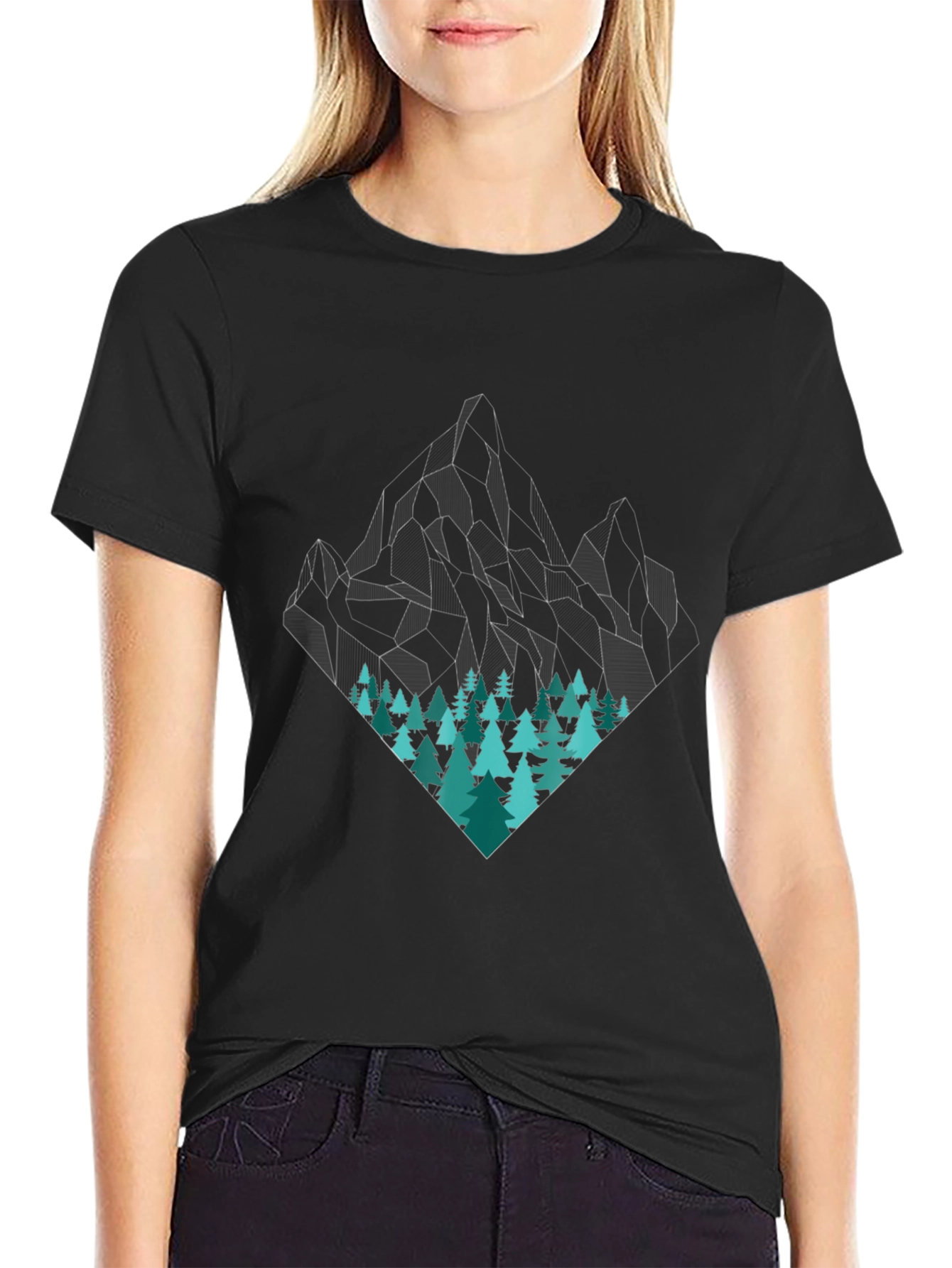 Geometric Mountain & Trees Graphic Tee