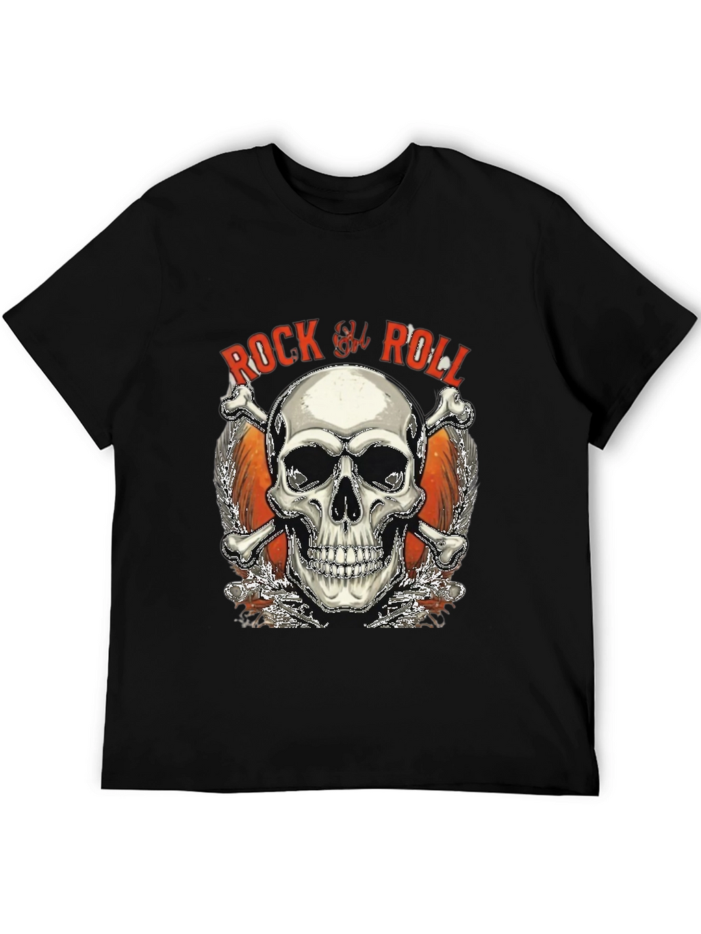 Rock & Roll Skull Graphic T-Shirt - Black