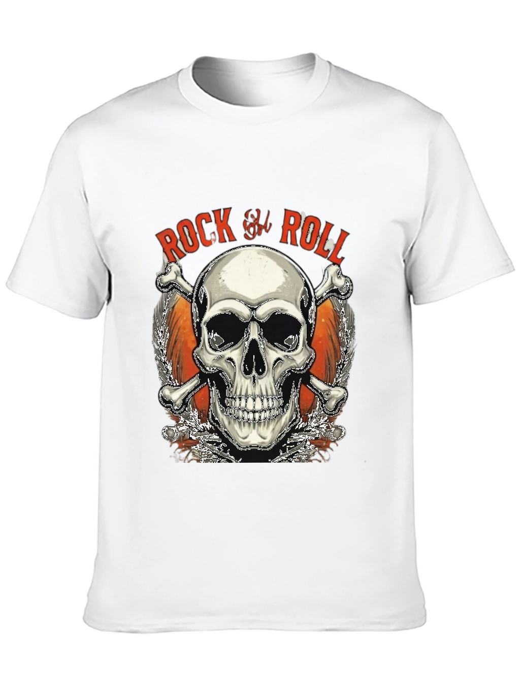 Rock & Roll Skull Graphic T-Shirt - Black