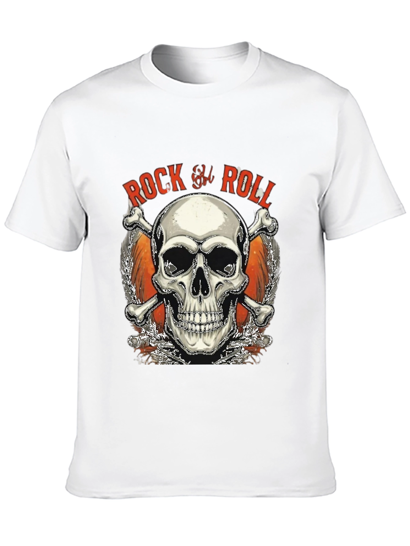 Rock & Roll Skull Graphic T-Shirt - Black