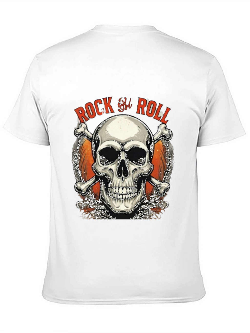 Rock & Roll Skull Graphic T-Shirt - Black