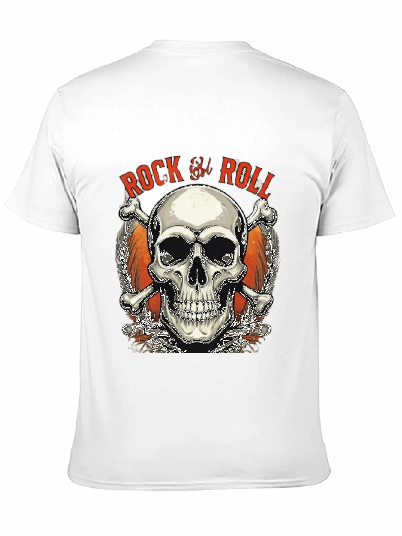 Rock & Roll Skull Graphic T-Shirt - Black