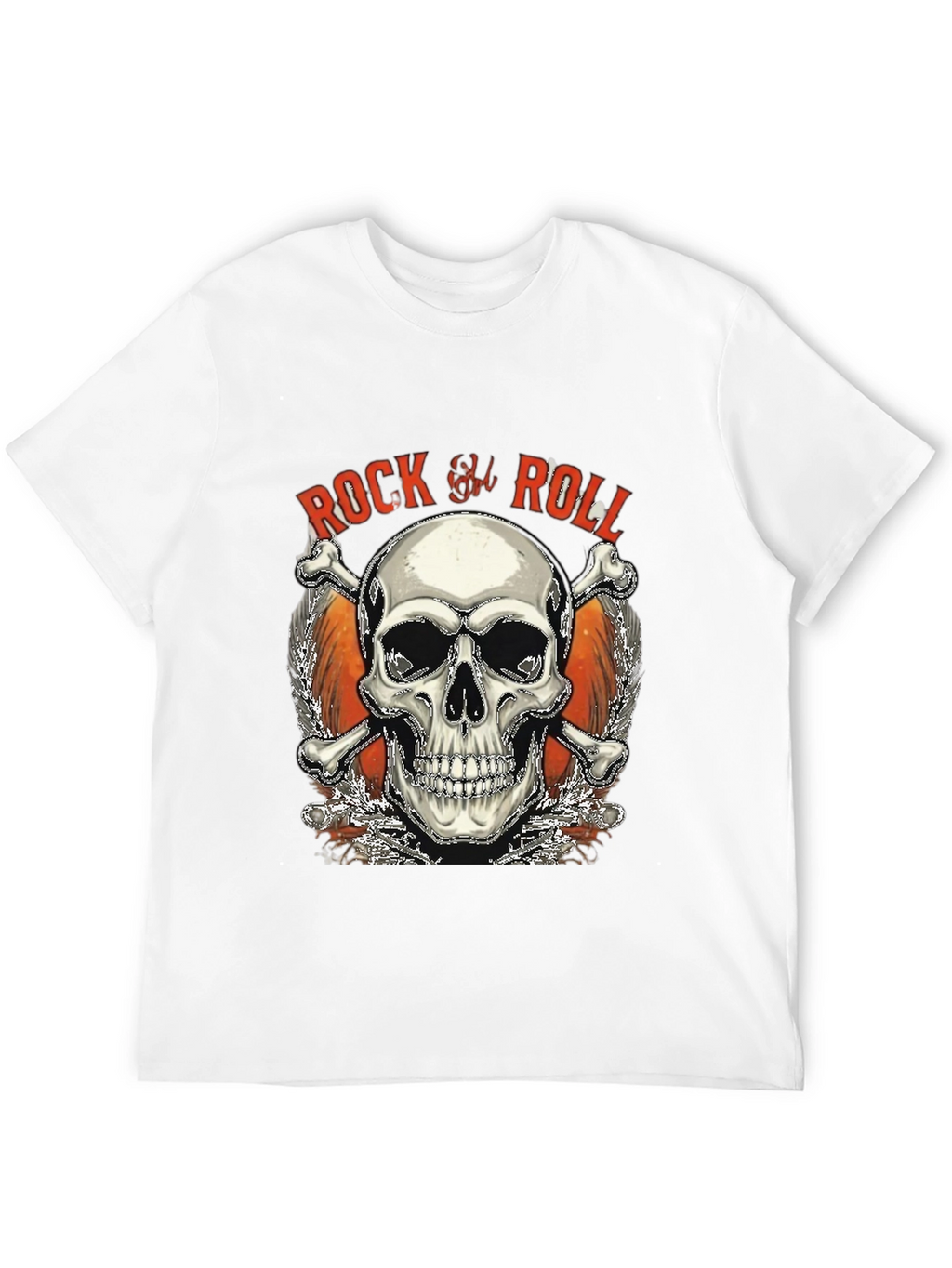 Rock & Roll Skull Graphic T-Shirt - Black