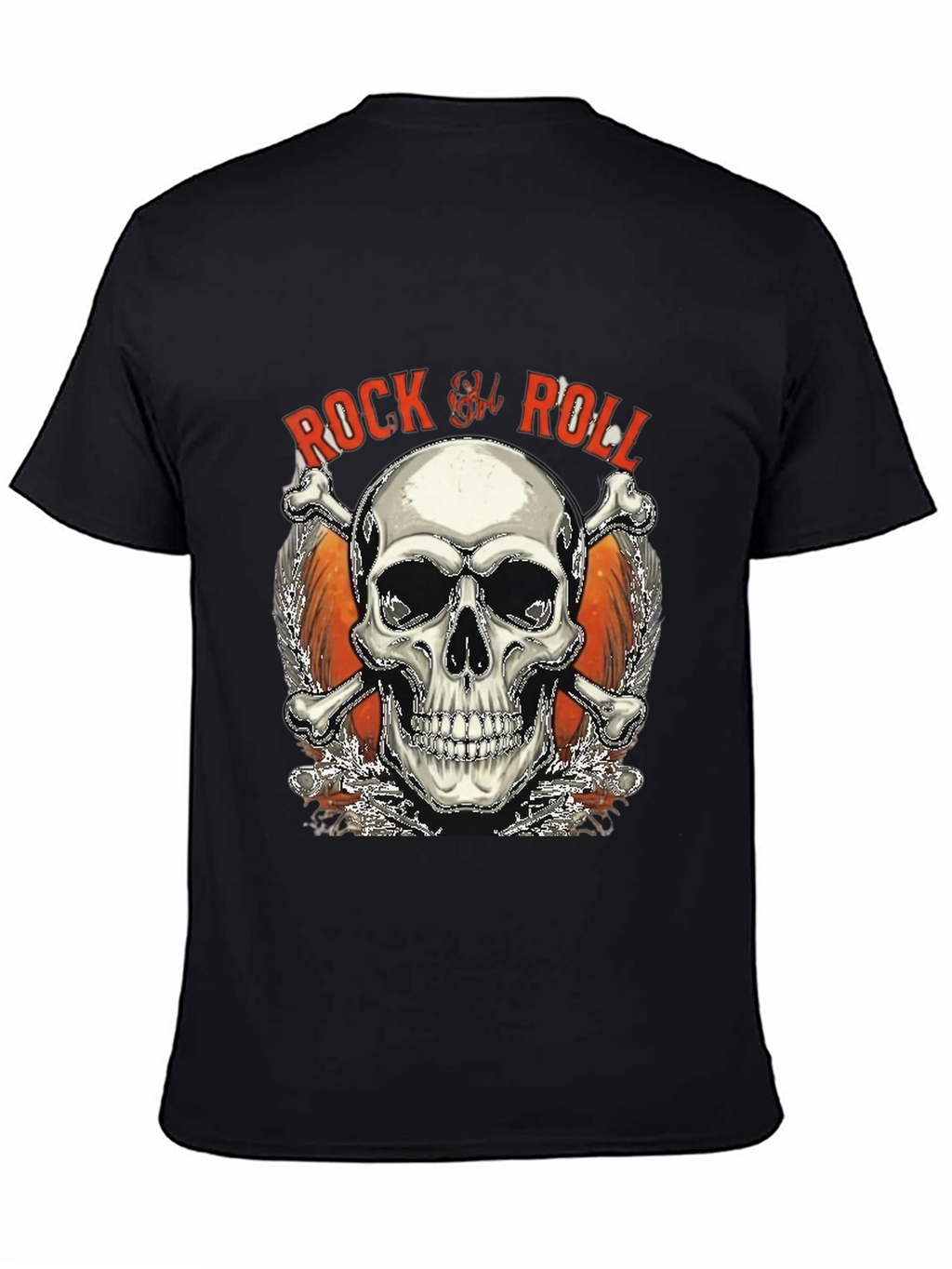 Rock & Roll Skull Graphic T-Shirt - Black