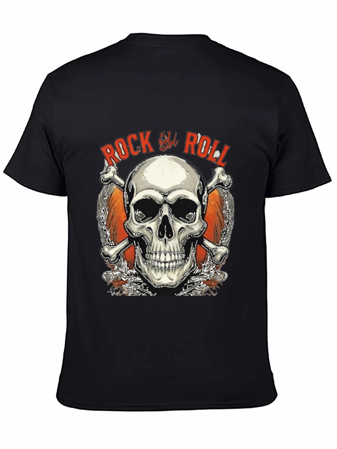 Rock & Roll Skull Graphic T-Shirt - Black