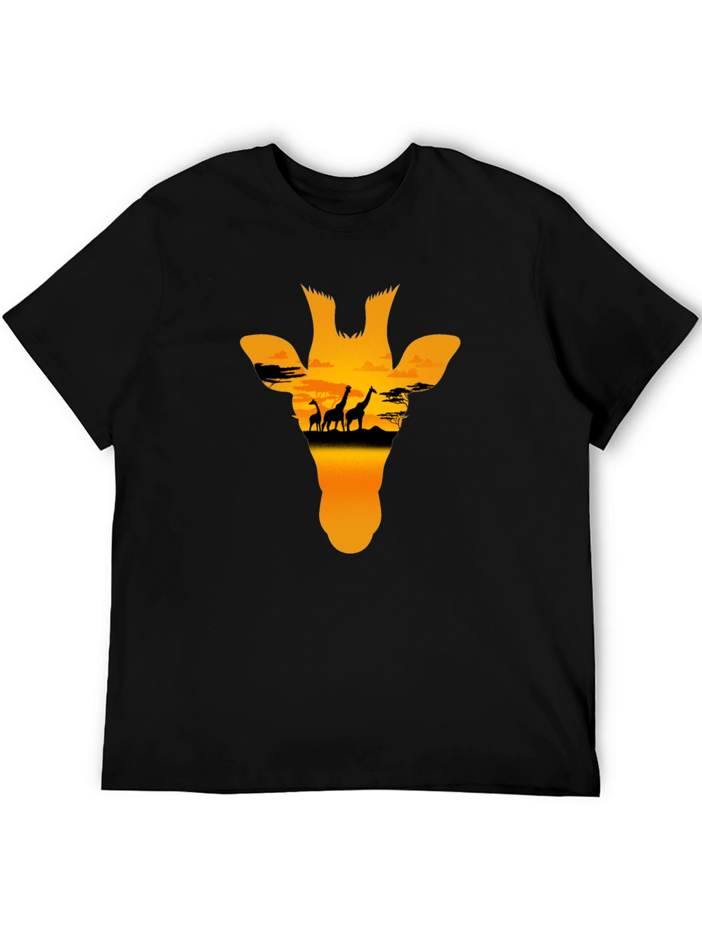 Giraffe Sunset Graphic Tee - Black
