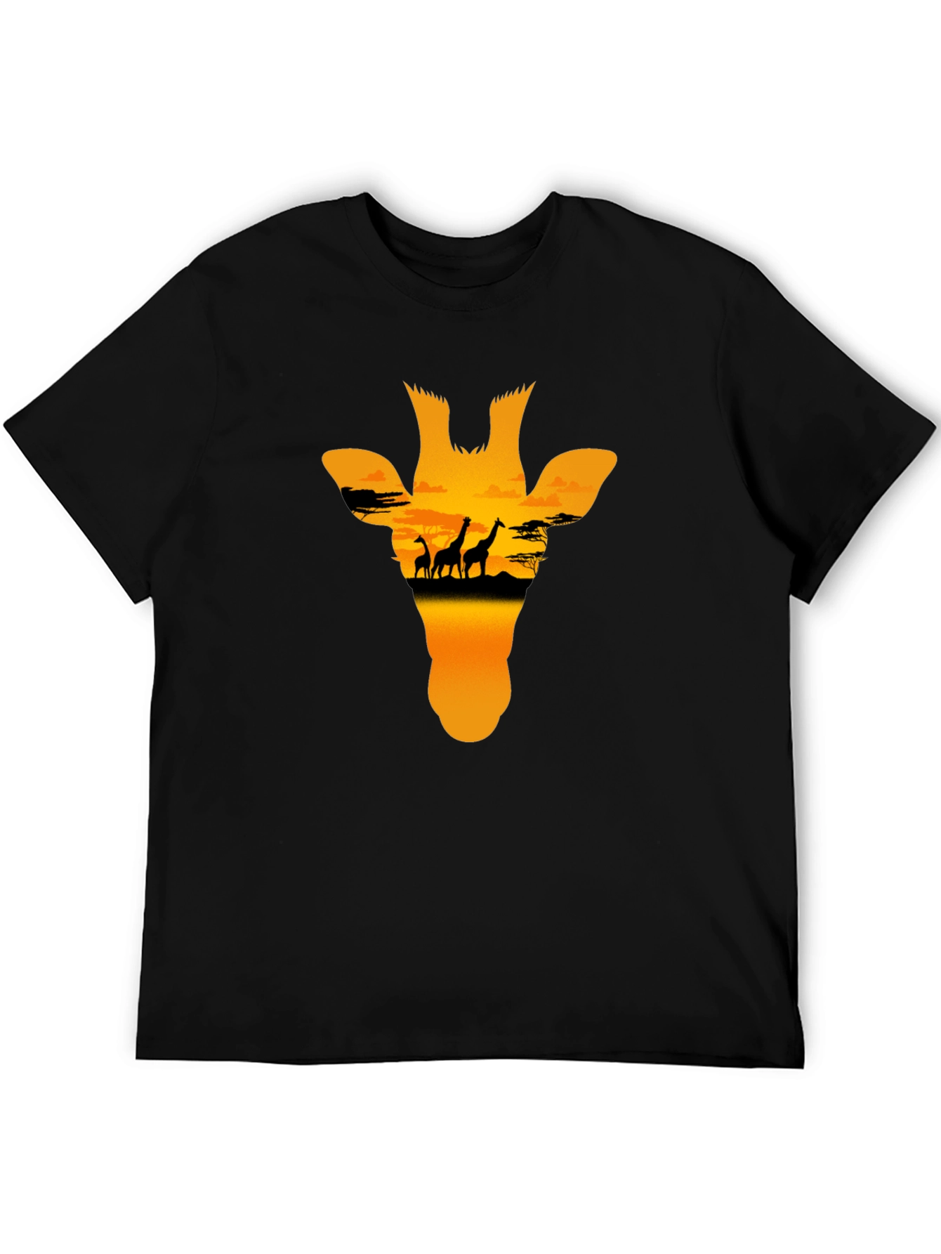 Giraffe Sunset Graphic Tee - Black