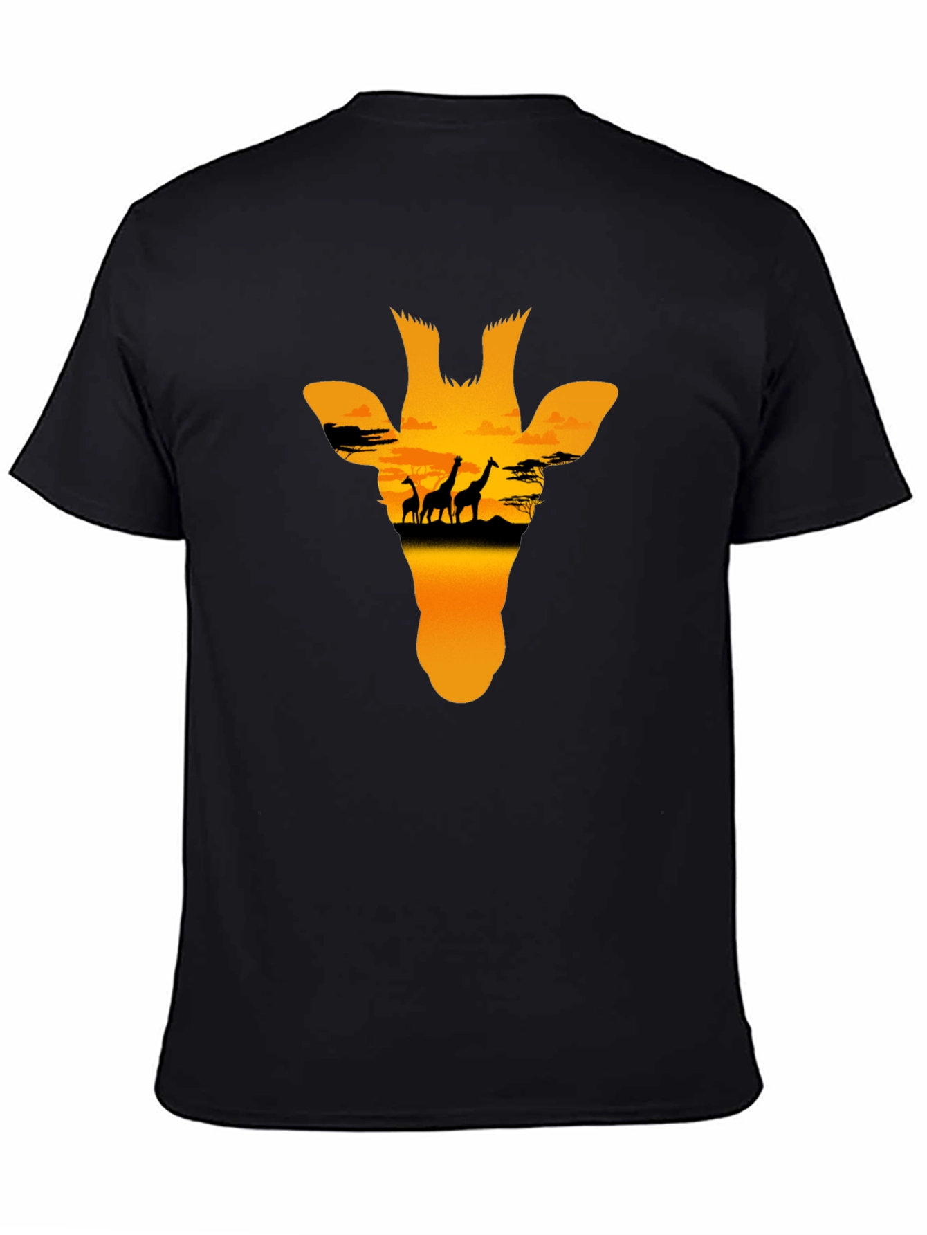 Giraffe Sunset Graphic Tee - Black