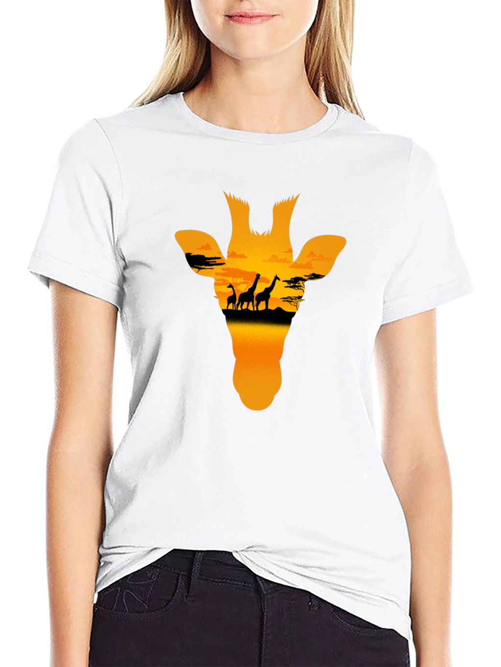 Giraffe Sunset Graphic Tee - Black