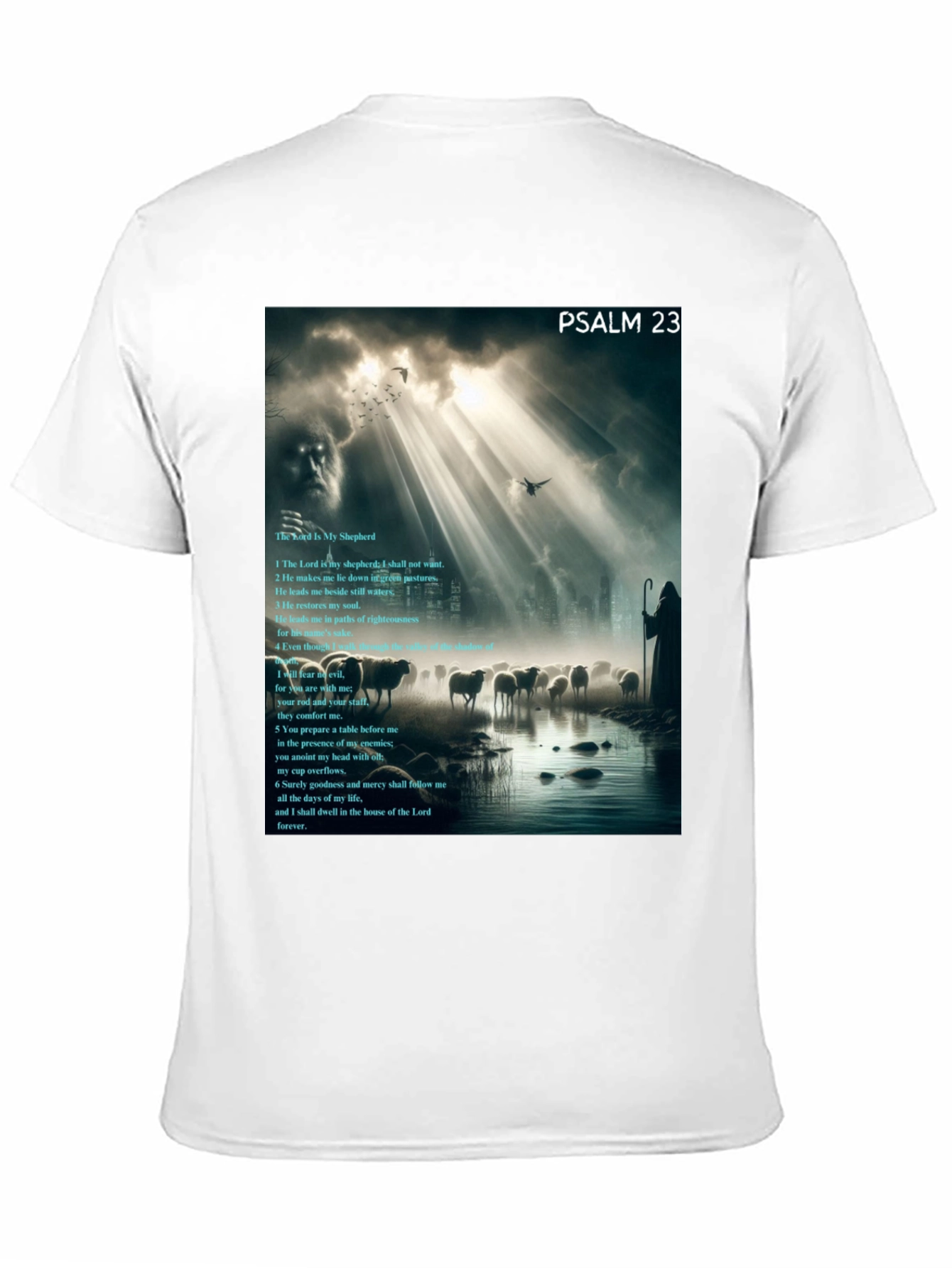 Psalm 23 Graphic Print Black T-Shirt