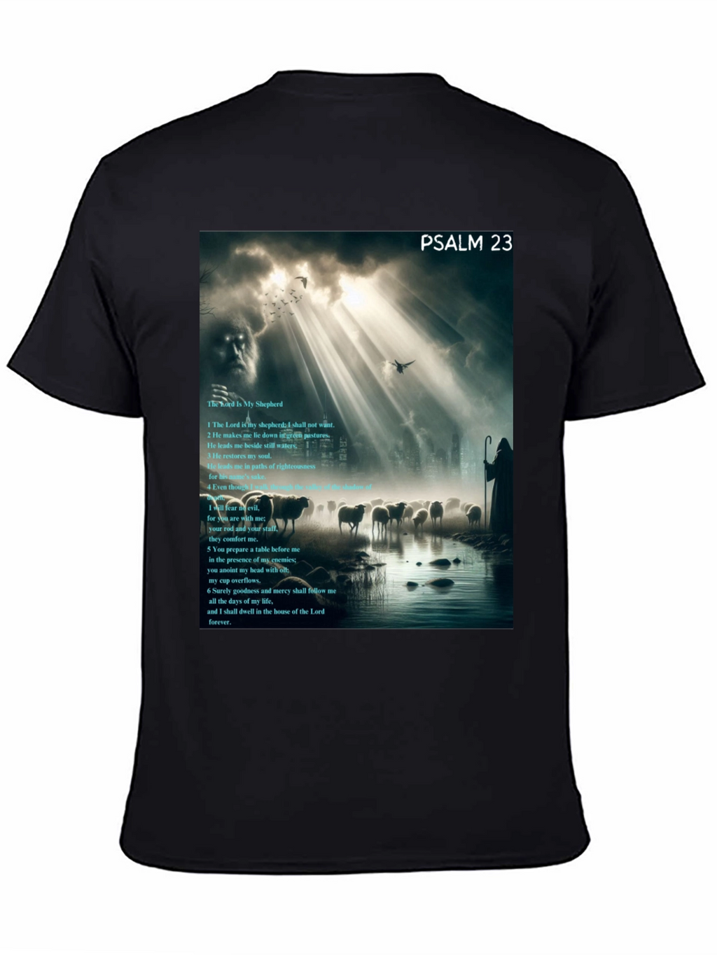 Psalm 23 Graphic Print Black T-Shirt
