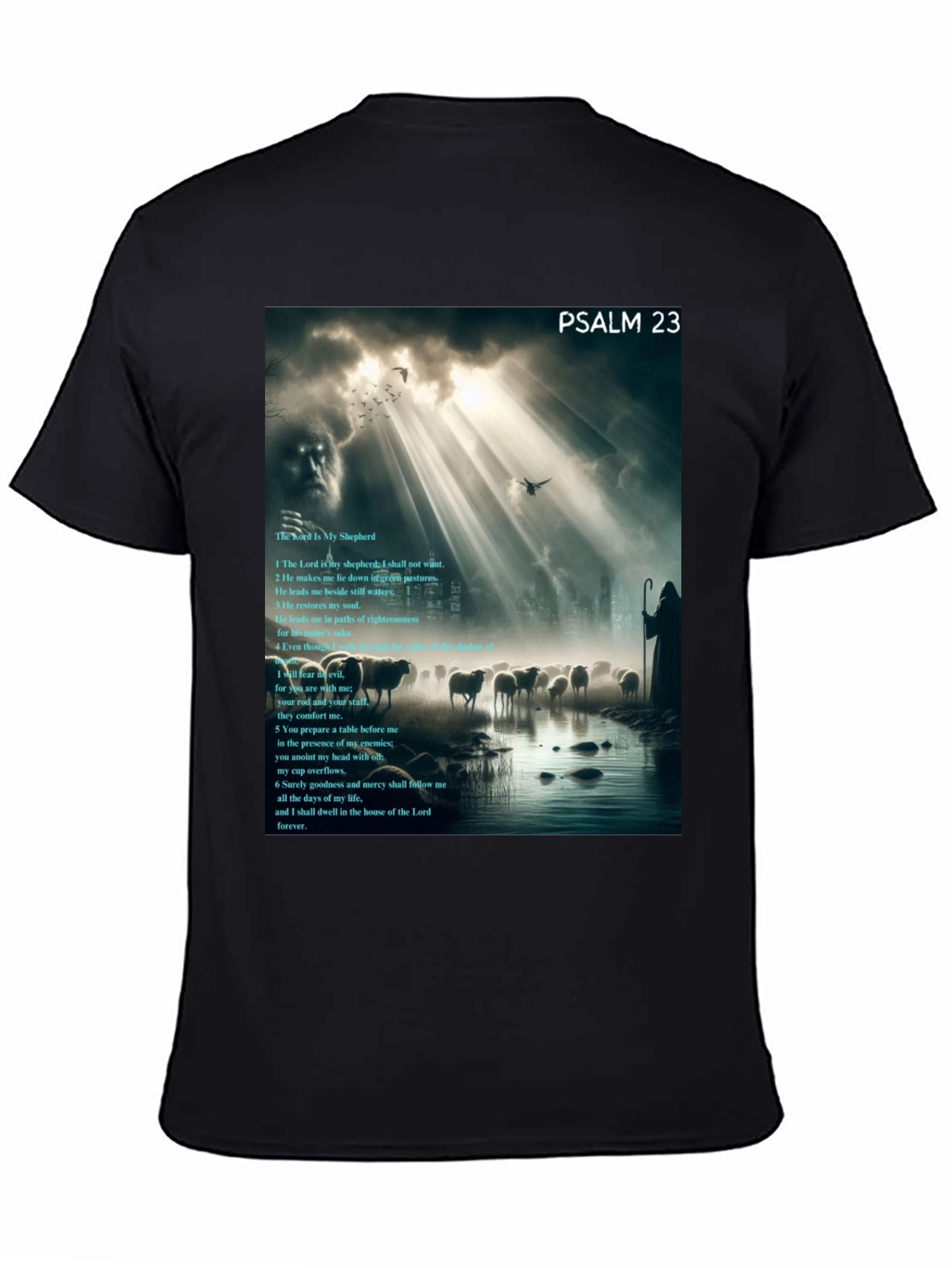 Psalm 23 Graphic Print Black T-Shirt