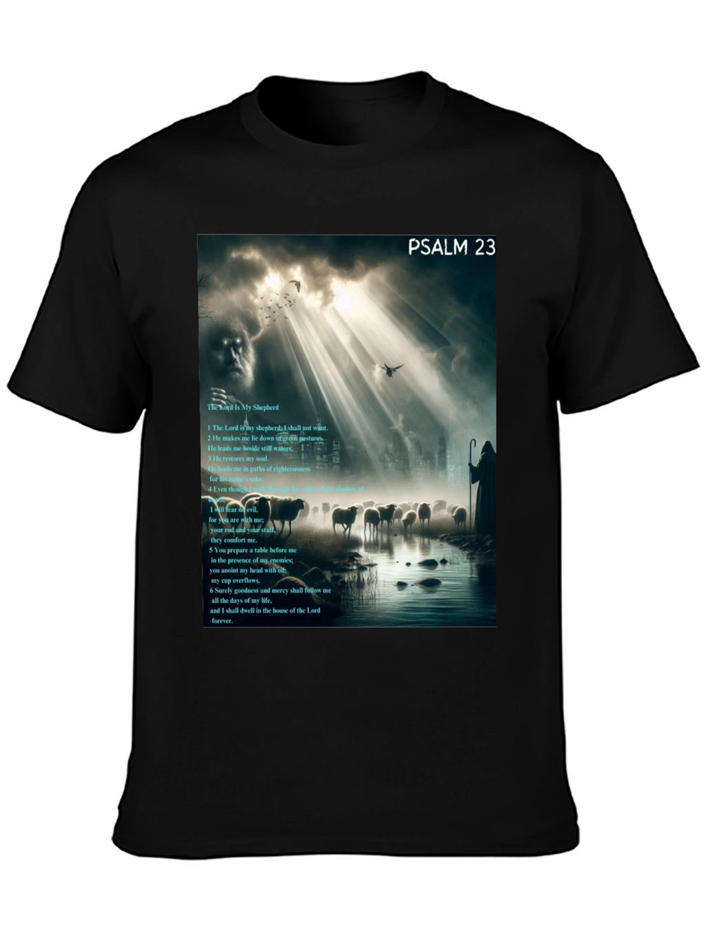 Psalm 23 Graphic Print Black T-Shirt