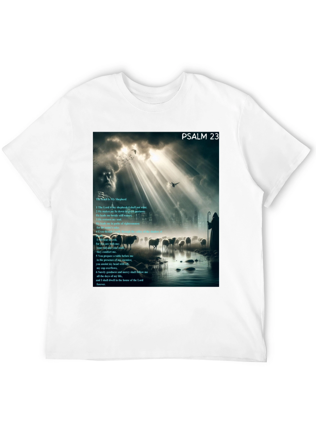 Psalm 23 Graphic Print Black T-Shirt