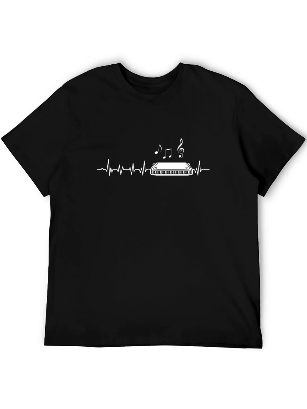 Harmonica Heartbeat Graphic Tee - Music Lover T-Shirt
