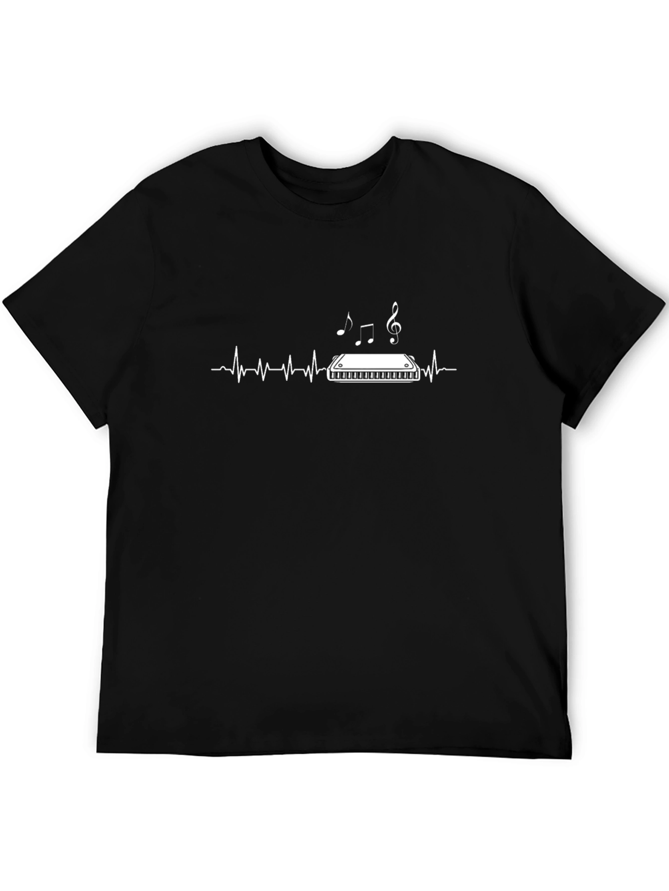 Harmonica Heartbeat Graphic Tee - Music Lover T-Shirt