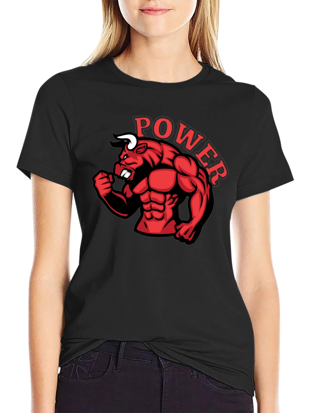 Power Bull Graphic Tee - Black Cotton Shirt
