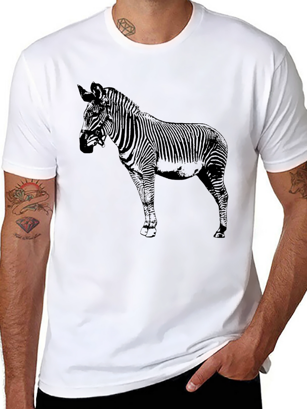 Zebra Graphic Print Black T-Shirt