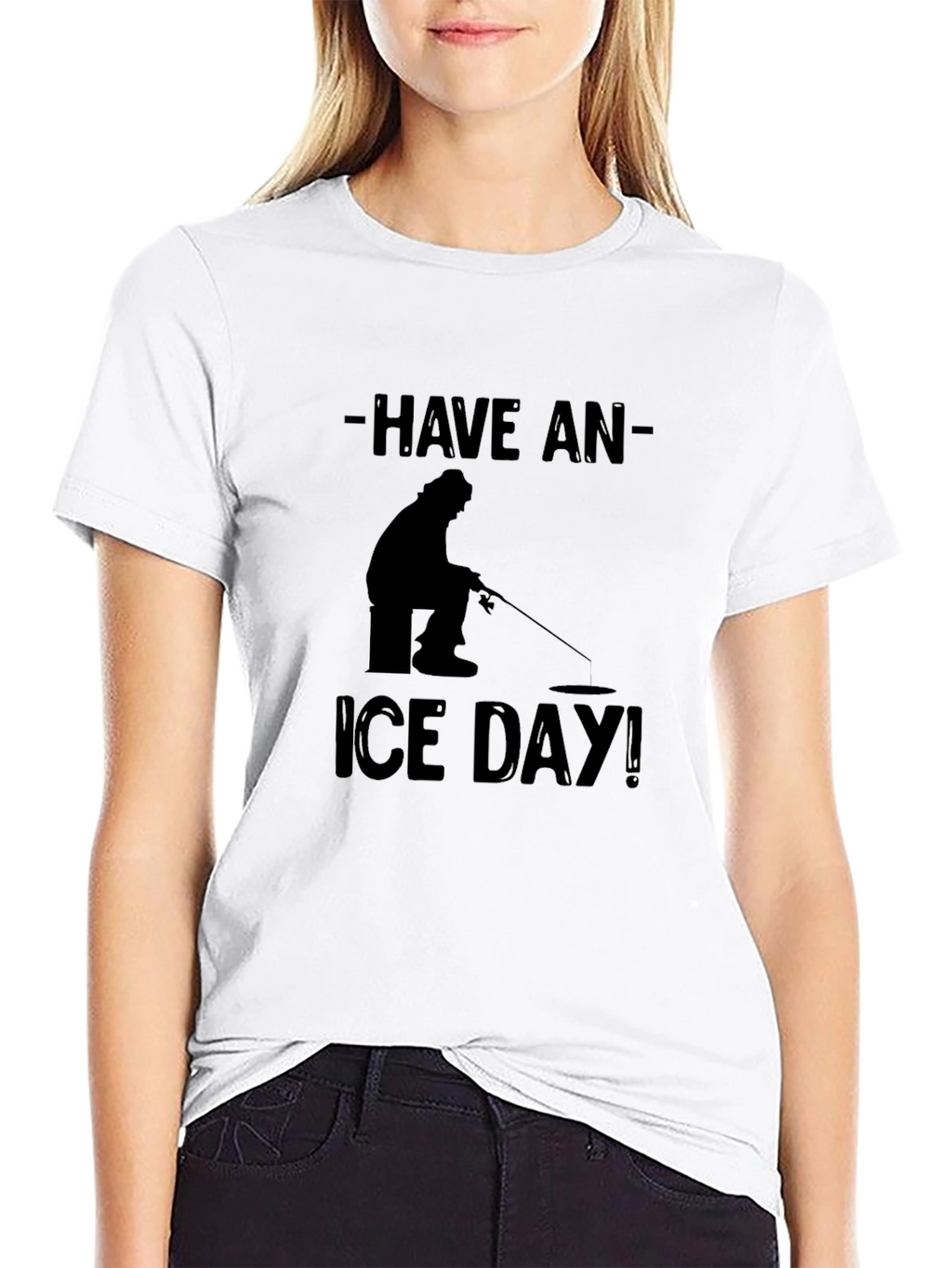 Have an Ice Day Black T-Shirt Fishing Angler
