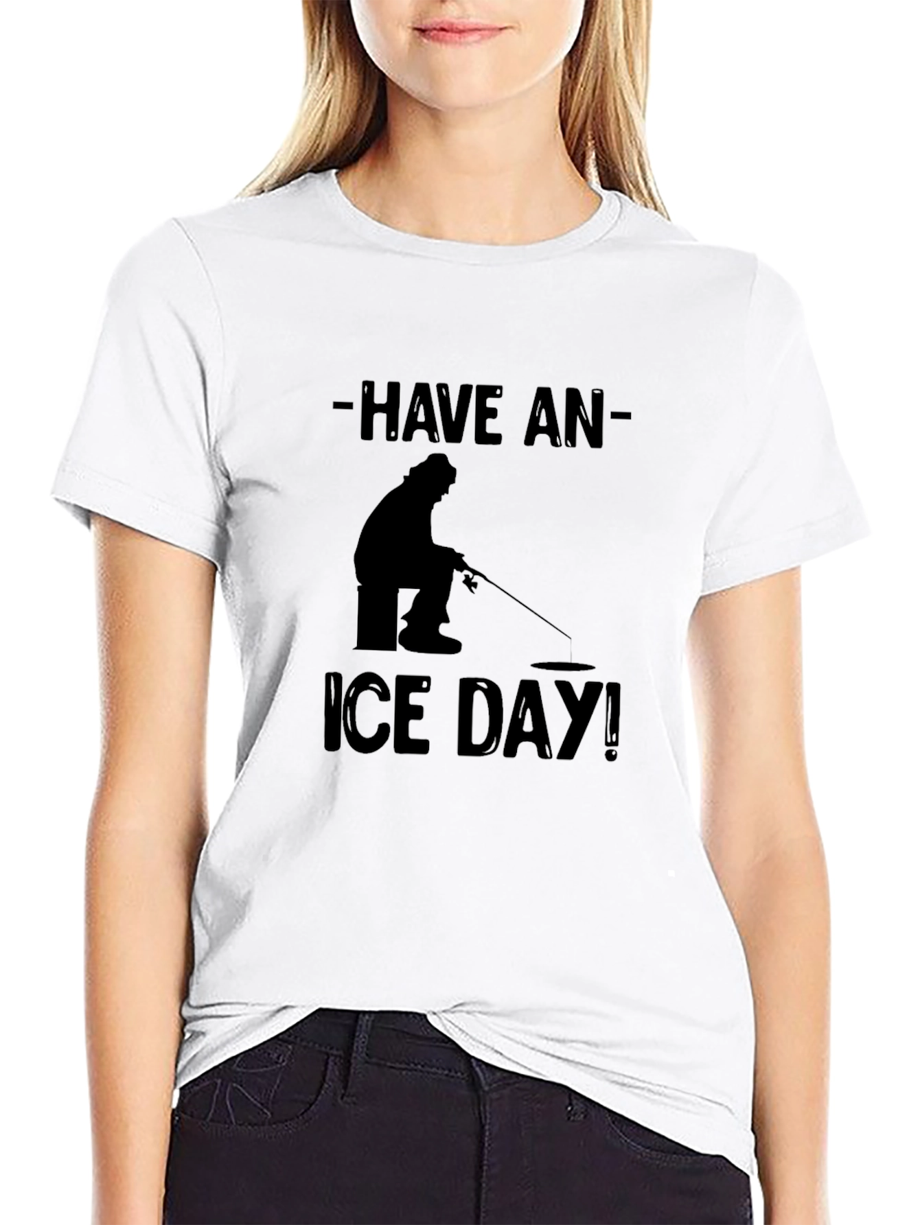 Have an Ice Day Black T-Shirt Fishing Angler