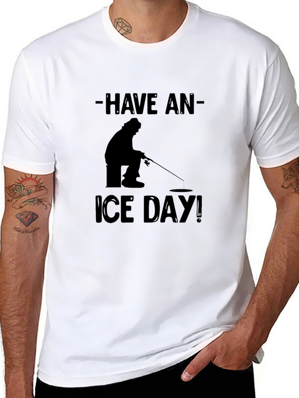 Have an Ice Day Black T-Shirt Fishing Angler