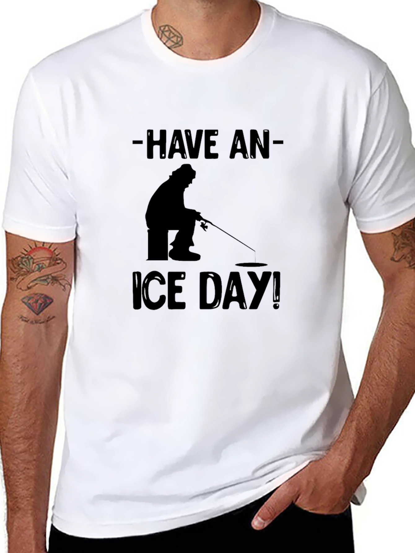 Have an Ice Day Black T-Shirt Fishing Angler