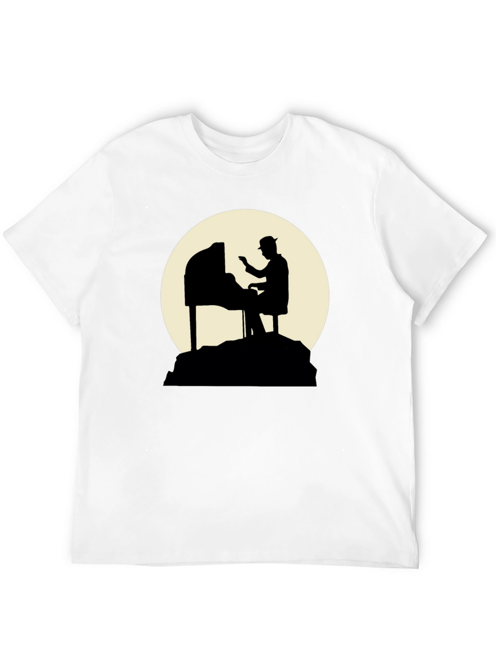 Piano Player Silhouette Graphic T-Shirt