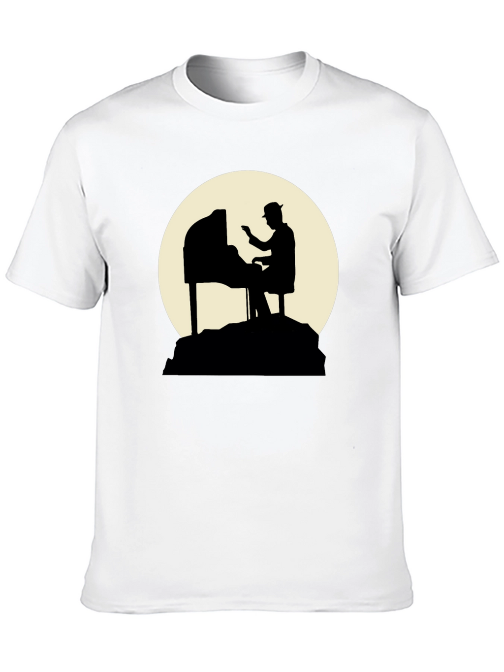 Piano Player Silhouette Graphic T-Shirt