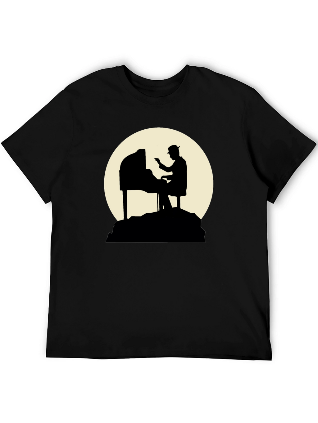 Piano Player Silhouette Graphic T-Shirt