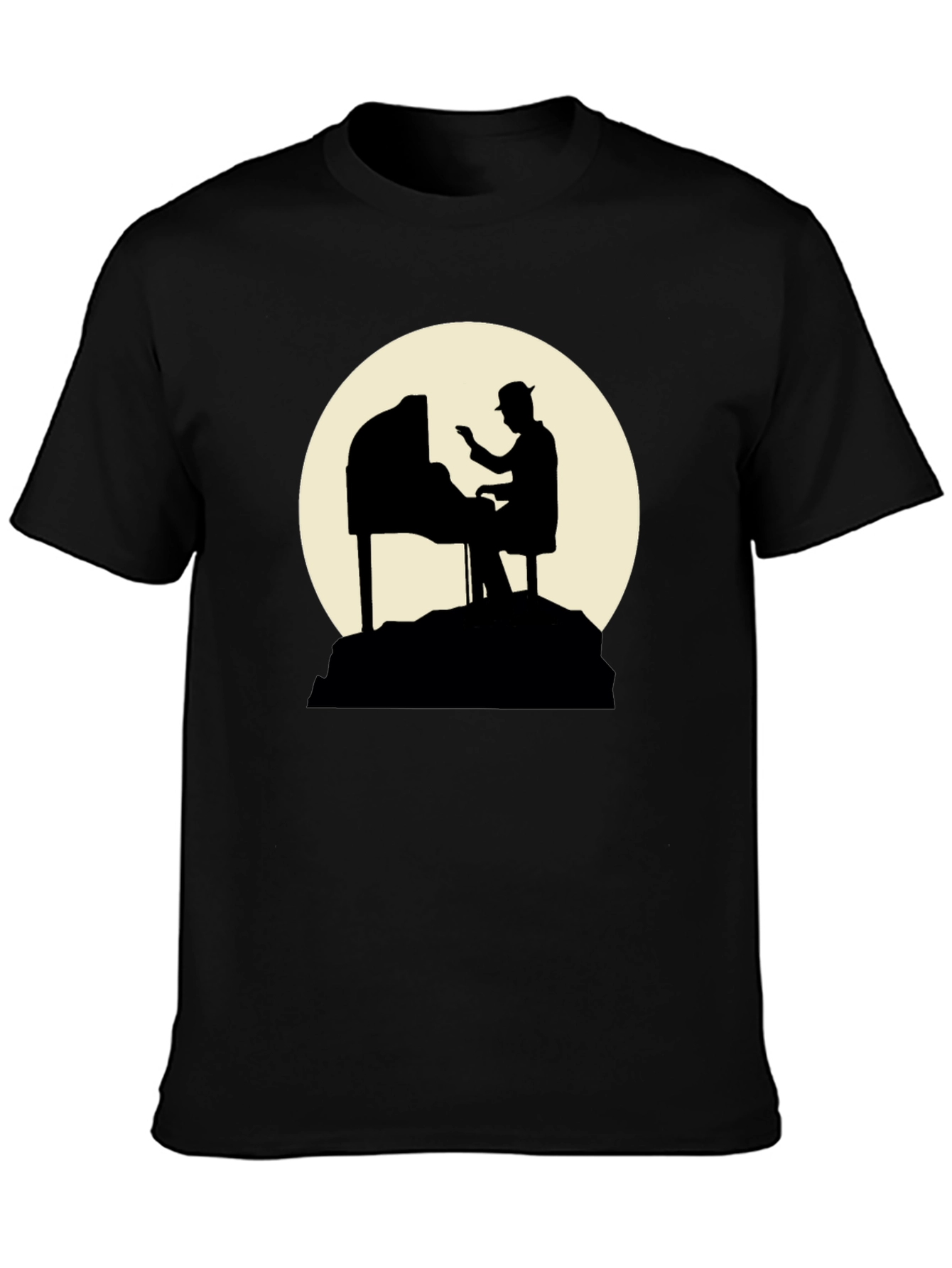 Piano Player Silhouette Graphic T-Shirt