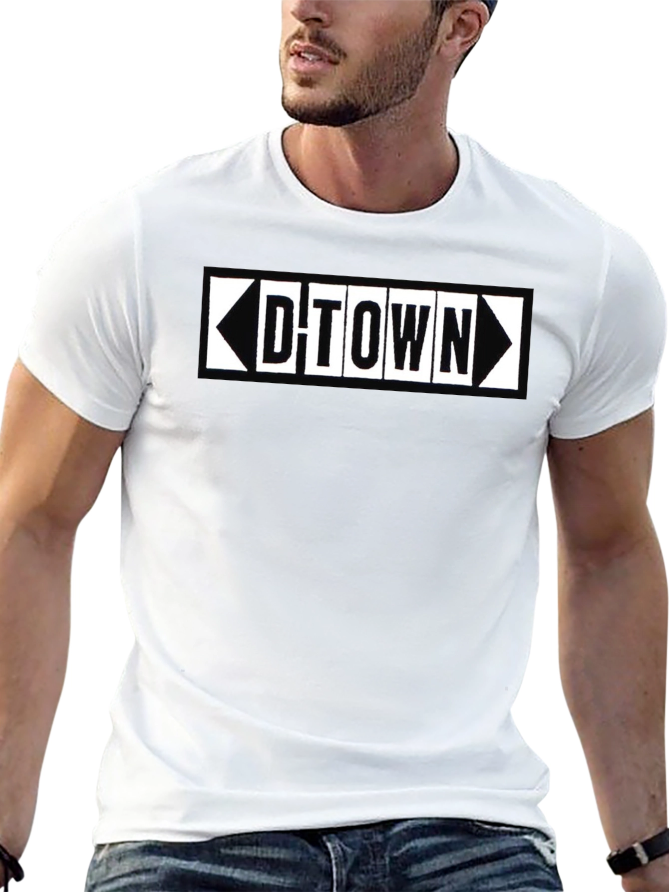 D-Town Graphic Tee - Black Cotton Blend Shirt