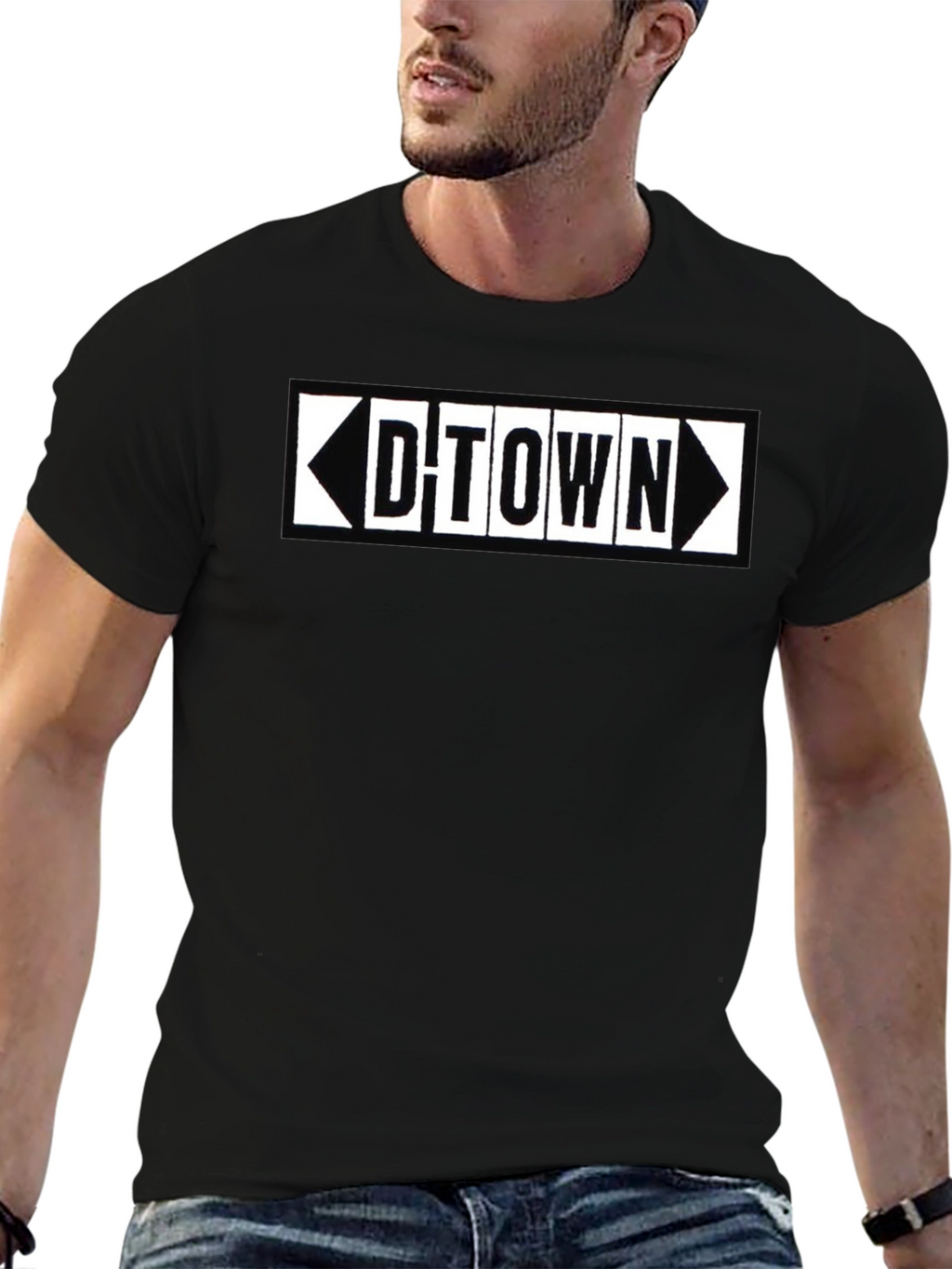 D-Town Graphic Tee - Black Cotton Blend Shirt