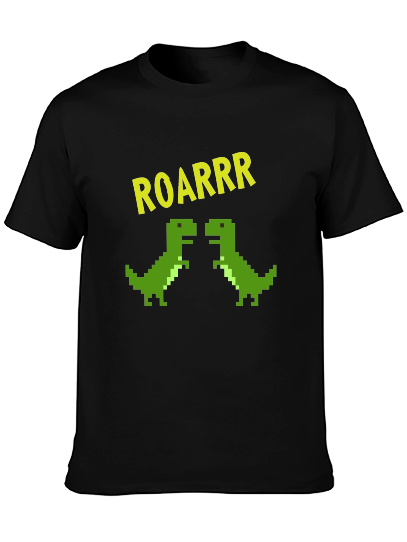 ROARRR Pixel Dinosaur Graphic Tee - Black