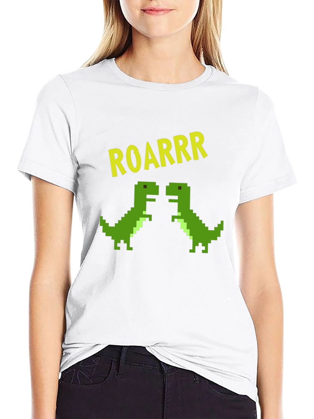 ROARRR Pixel Dinosaur Graphic Tee - Black