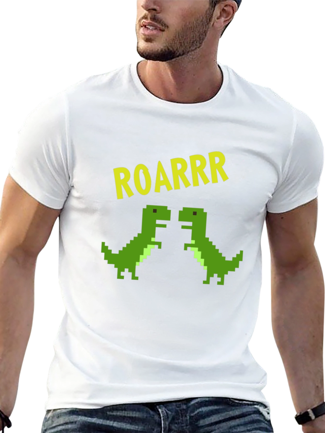 ROARRR Pixel Dinosaur Graphic Tee - Black