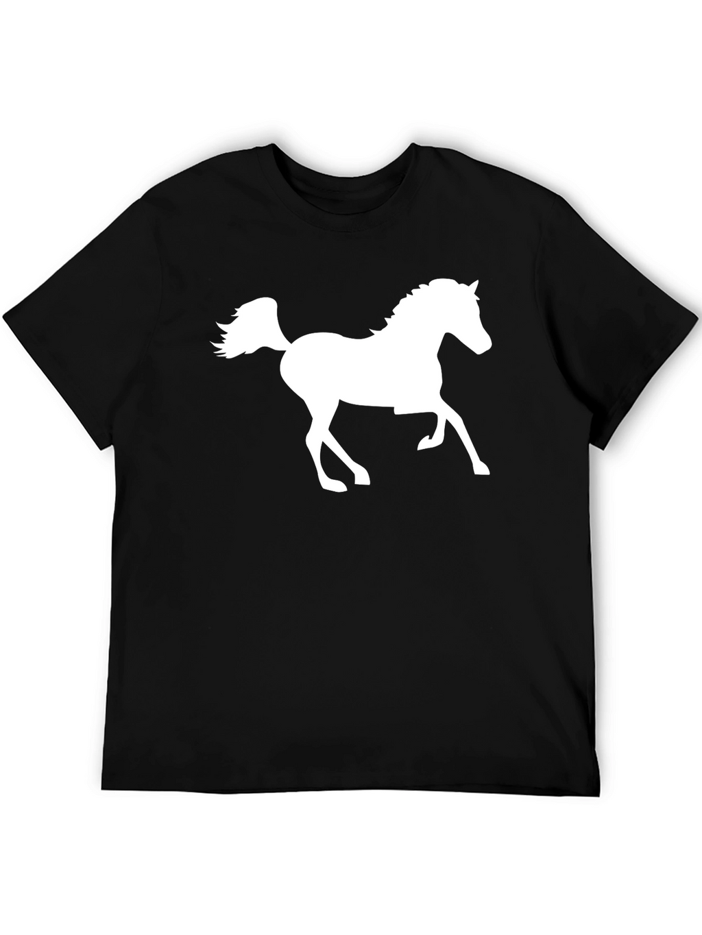 Black T-Shirt with White Horse Graphic