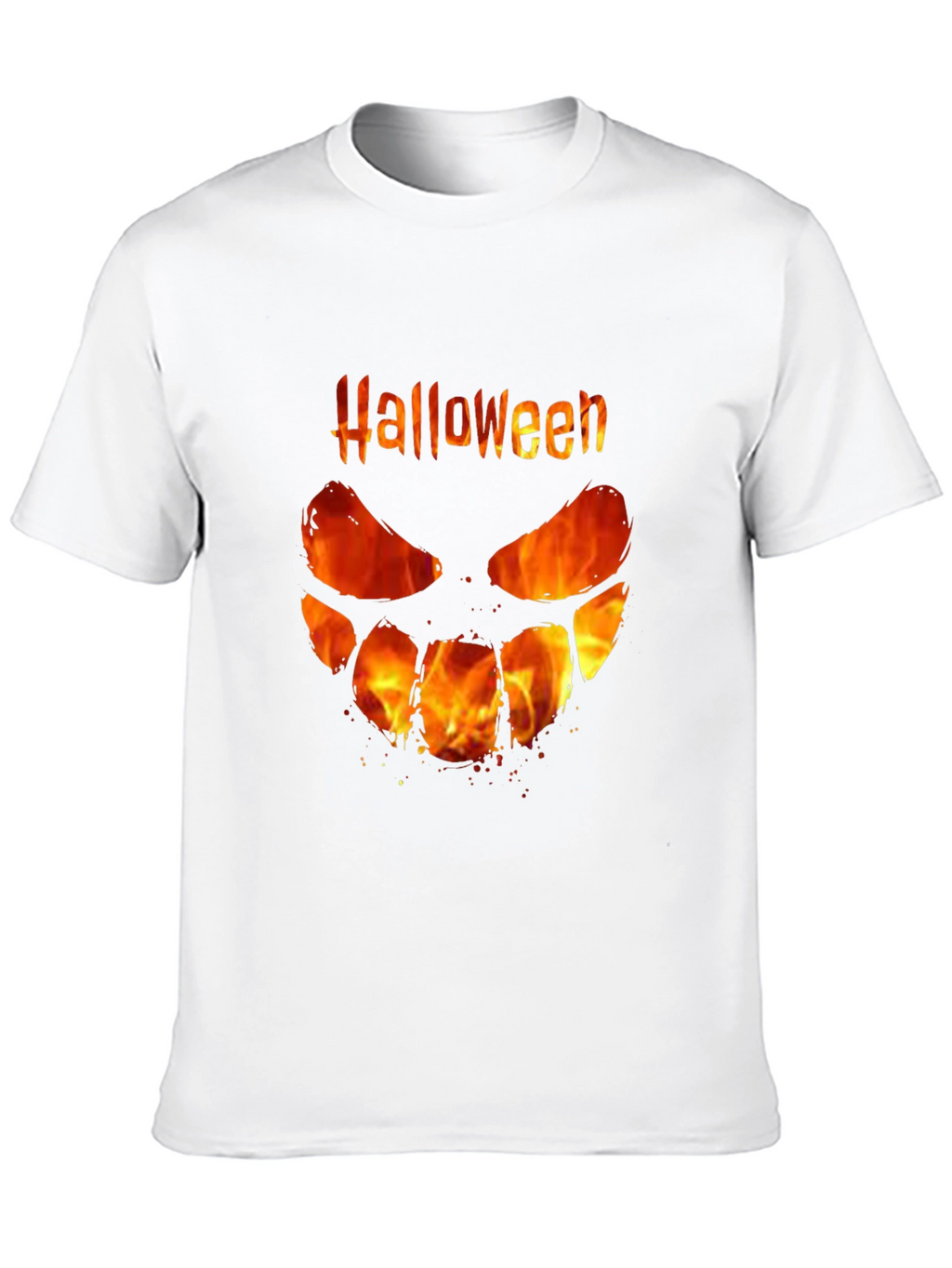 Halloween Fire Face Black T-Shirt