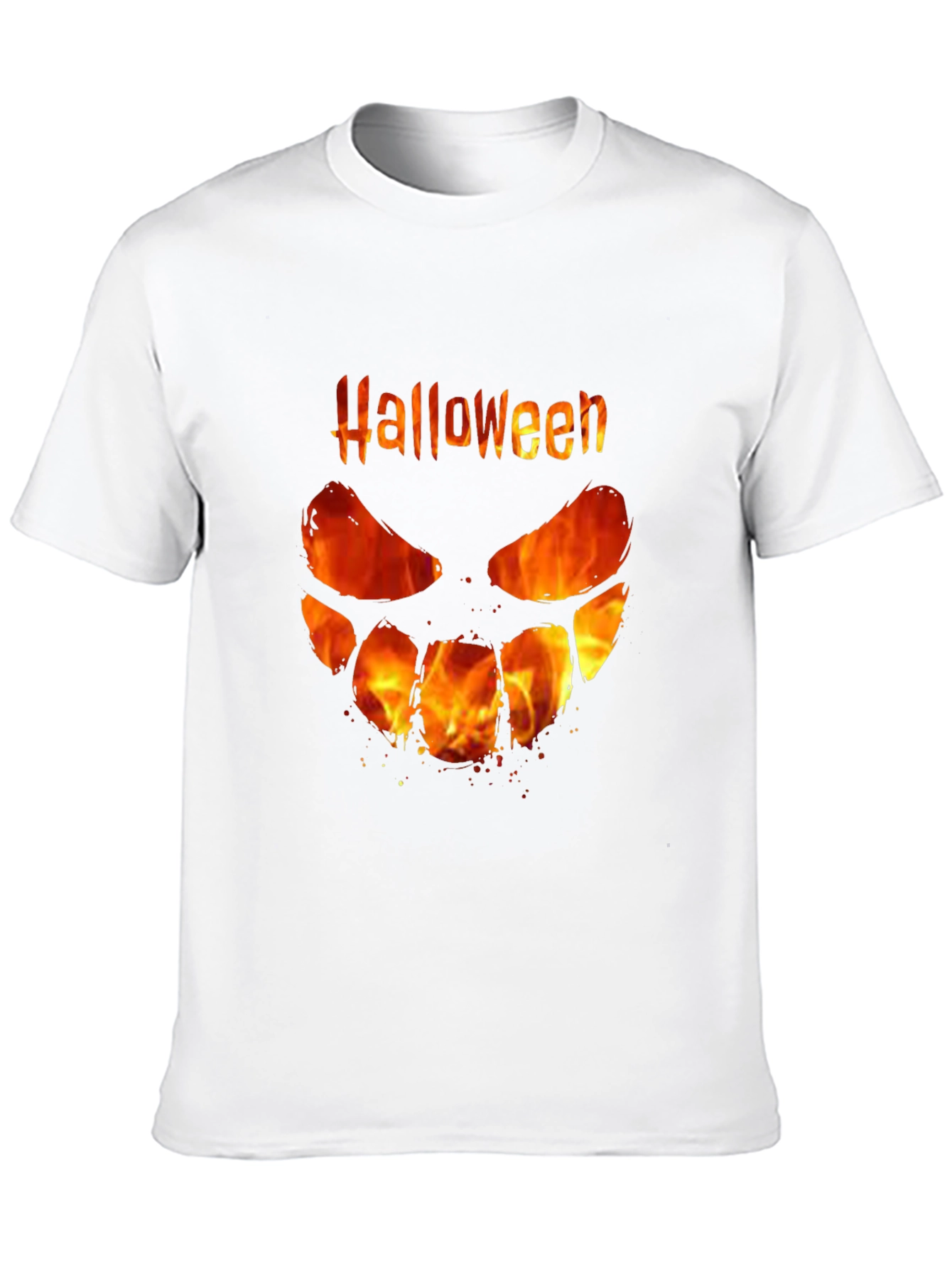 Halloween Fire Face Black T-Shirt