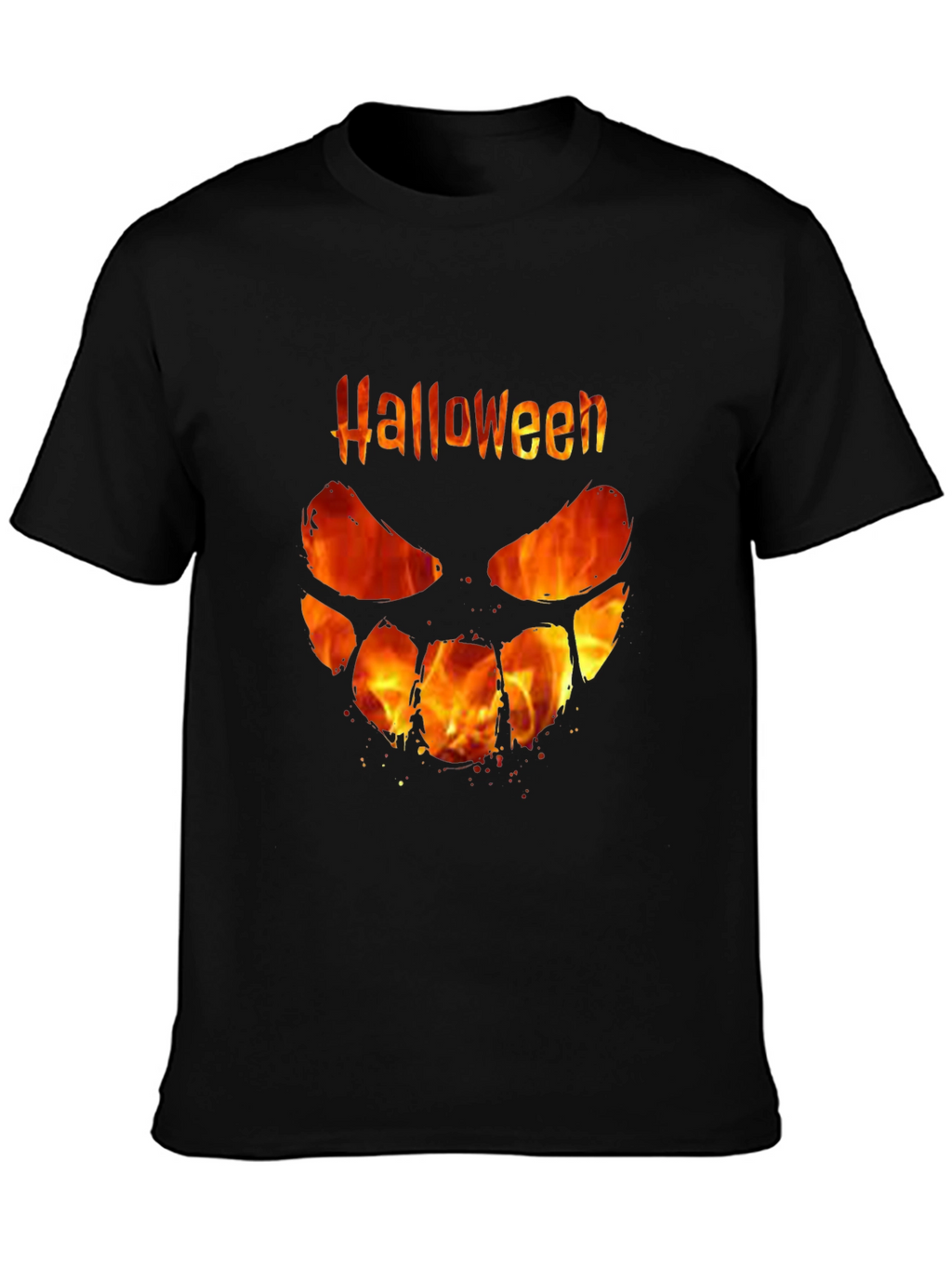 Halloween Fire Face Black T-Shirt