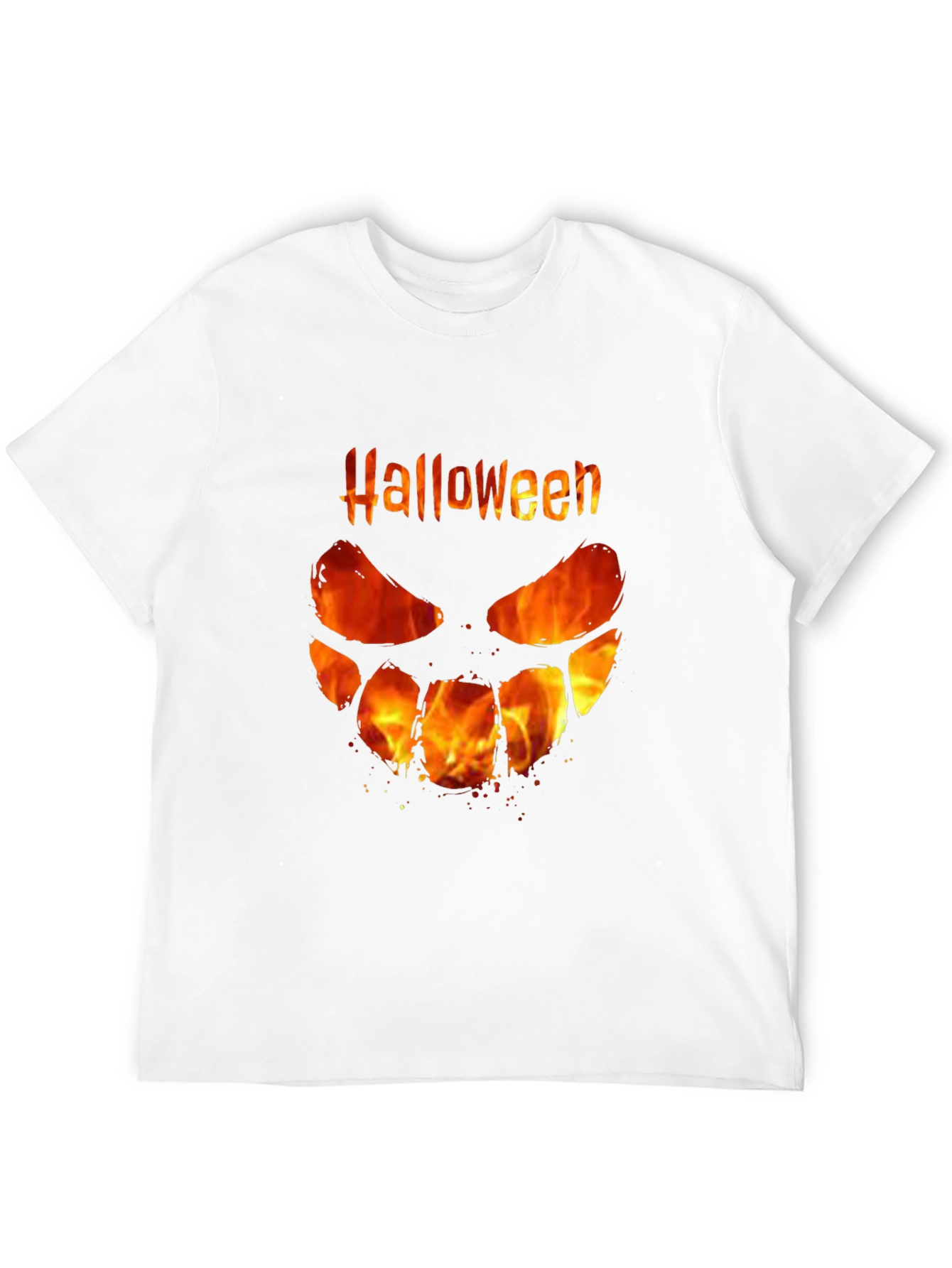 Halloween Fire Face Black T-Shirt