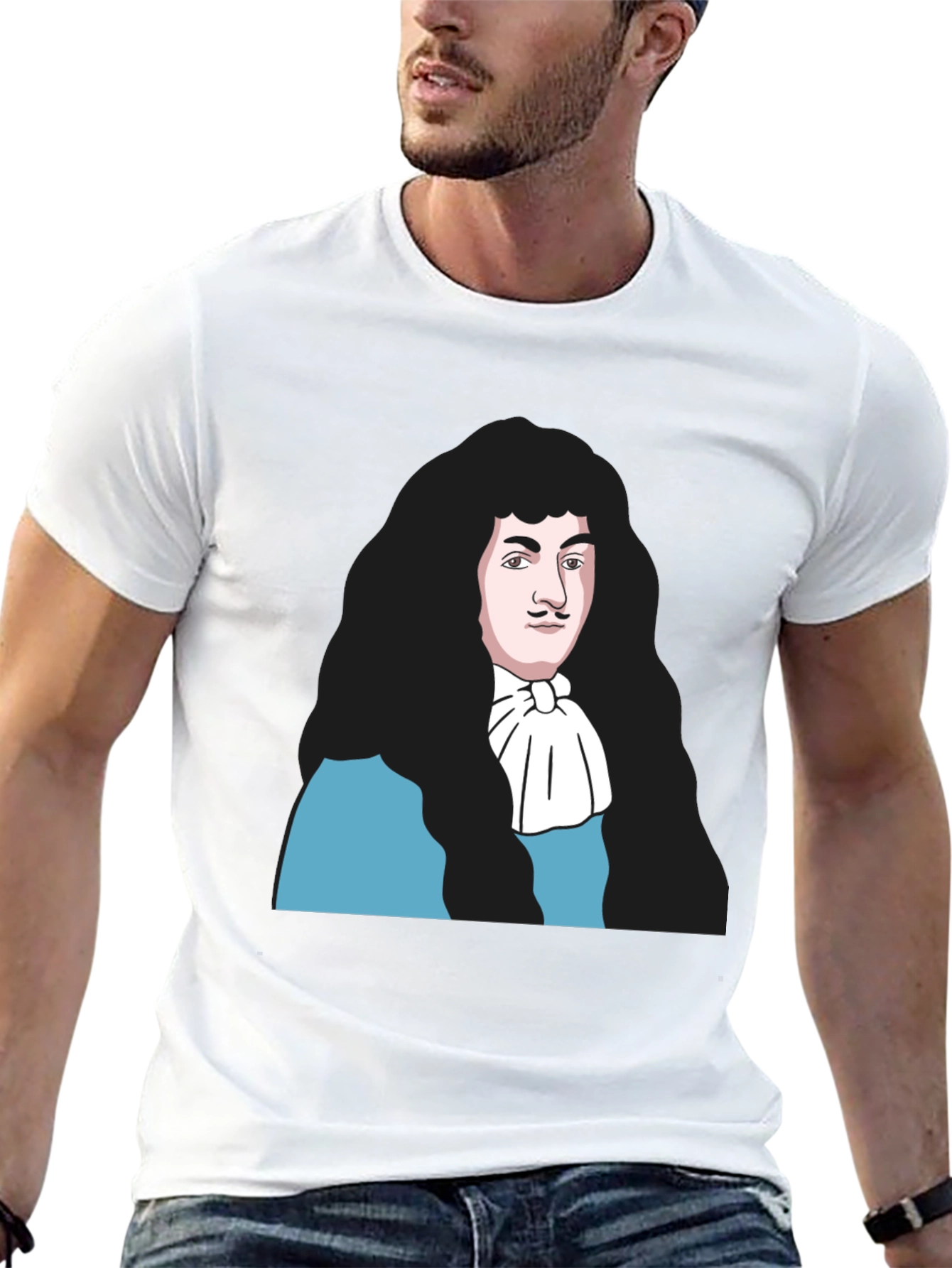 Black T-Shirt with Baroque Era Portrait