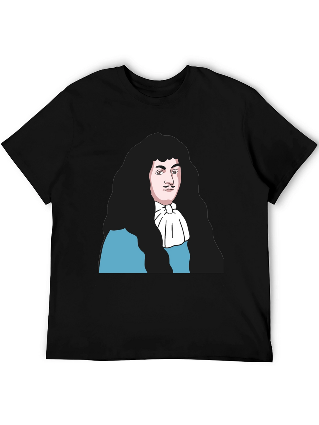 Black T-Shirt with Baroque Era Portrait