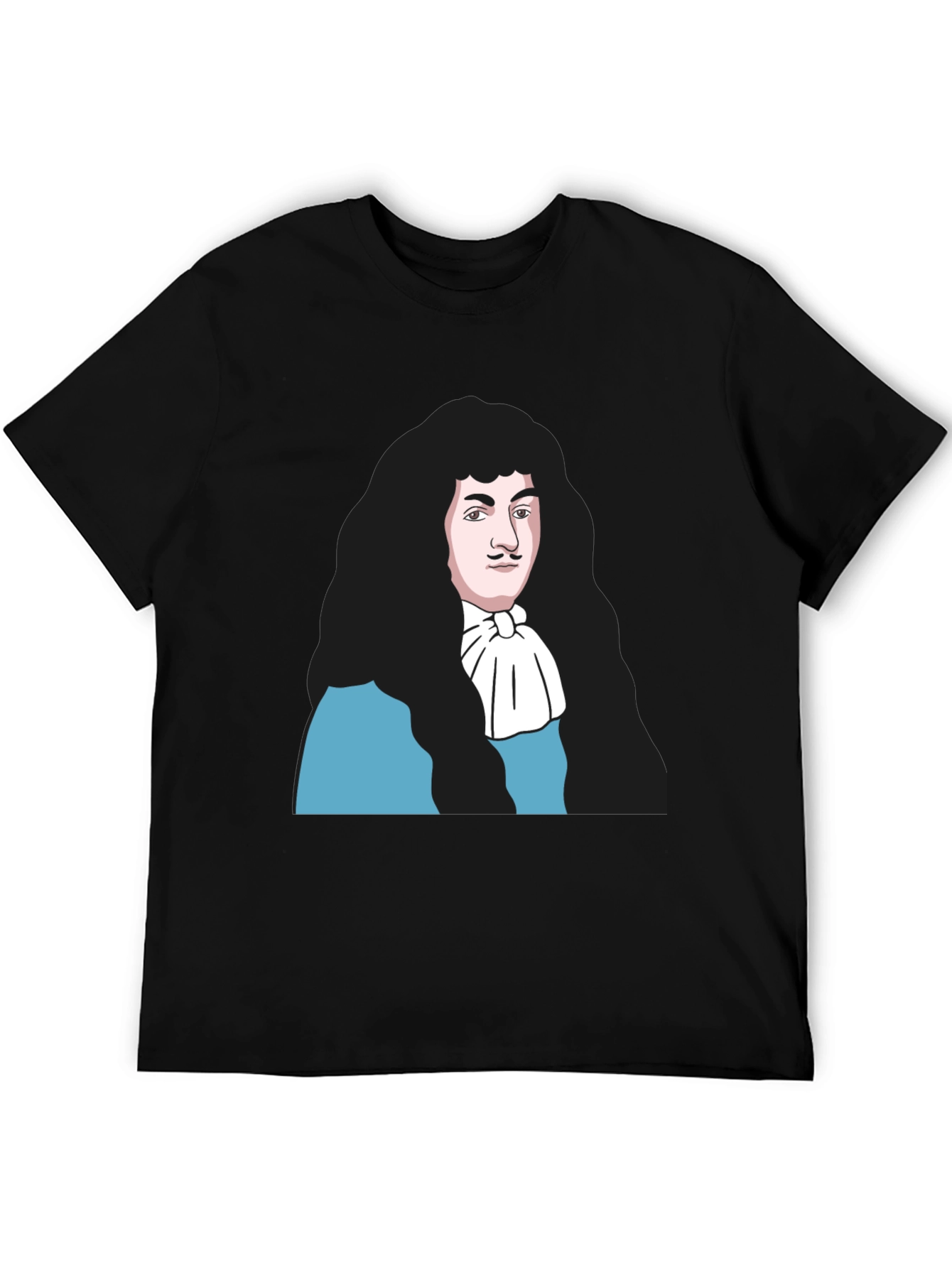 Black T-Shirt with Baroque Era Portrait