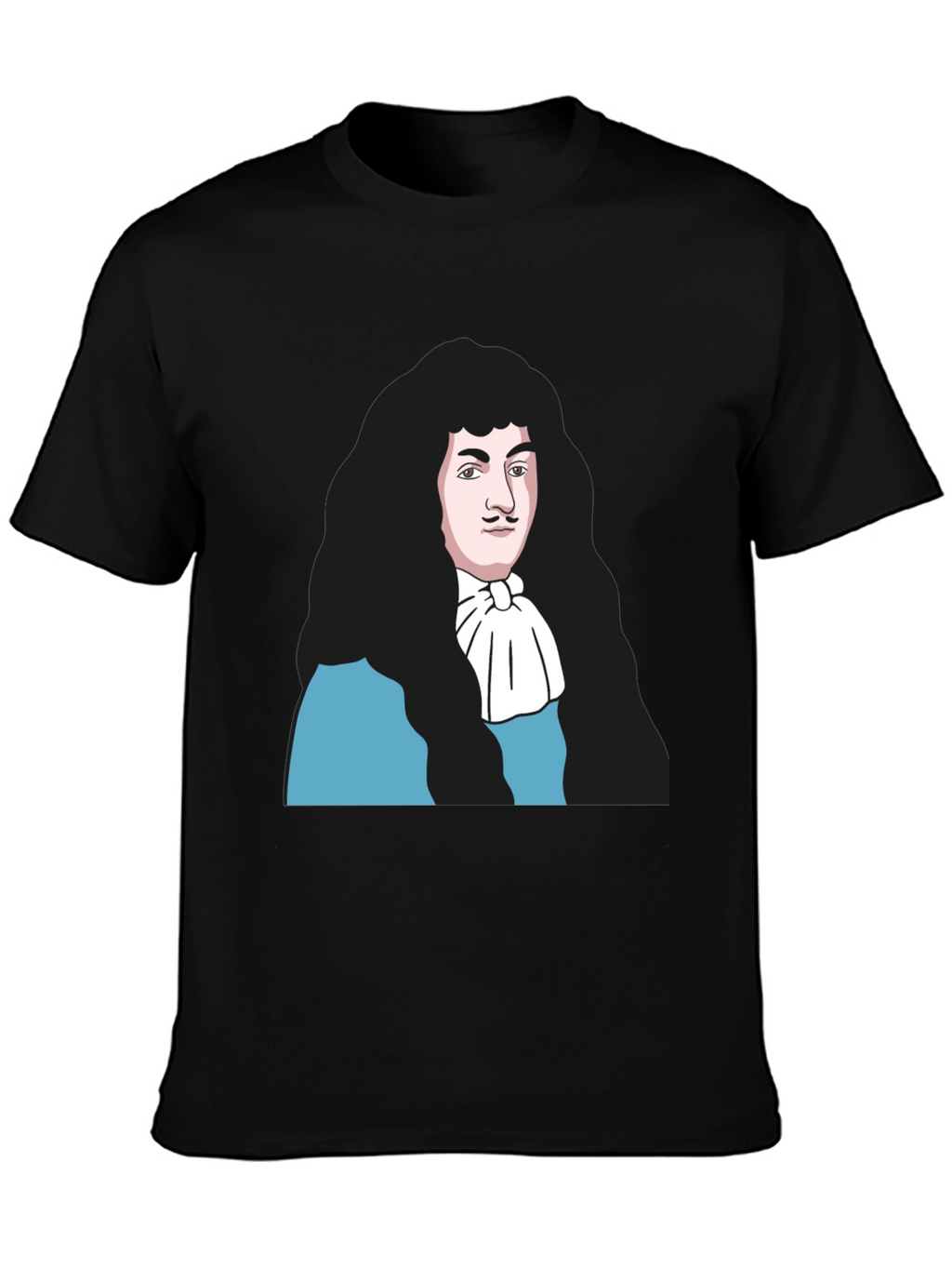 Black T-Shirt with Baroque Era Portrait