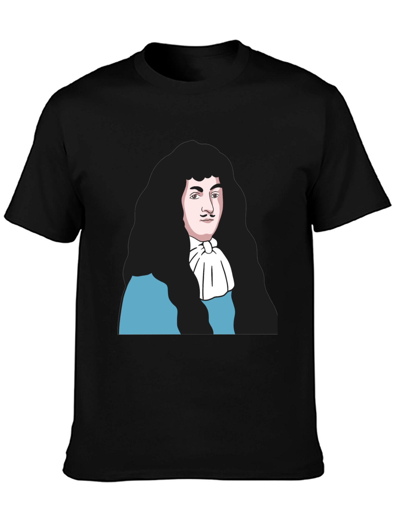 Black T-Shirt with Baroque Era Portrait